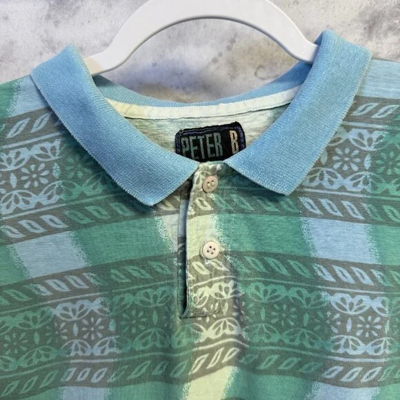 Vintage Peter B Floral Polo Shirt Mens XL Surf Beach Summer 90s Y2K 23x27.5 - Picture 3 of 11